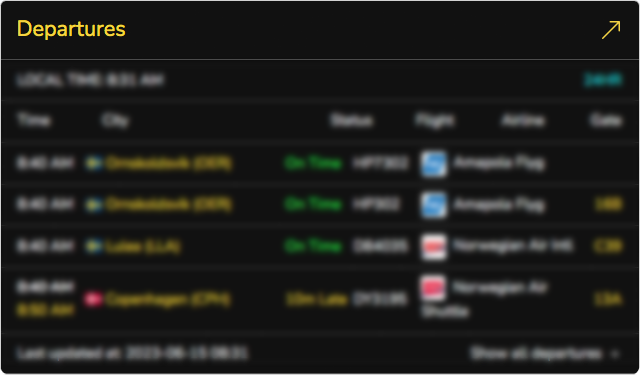 SCR  live departures
